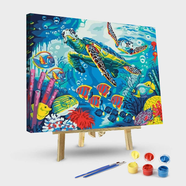 paintingnumberart Paint By Numbers Kit-Turtles & Fish in the Ocean