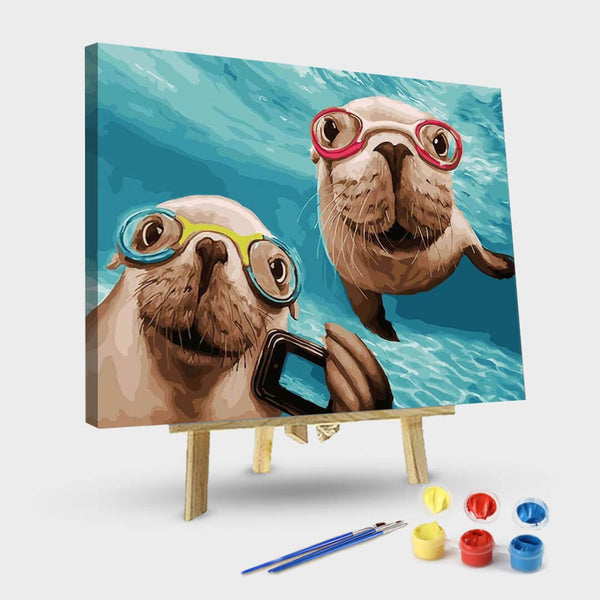 paintingnumberart Paint By Numbers Kit-Underwater Selfie