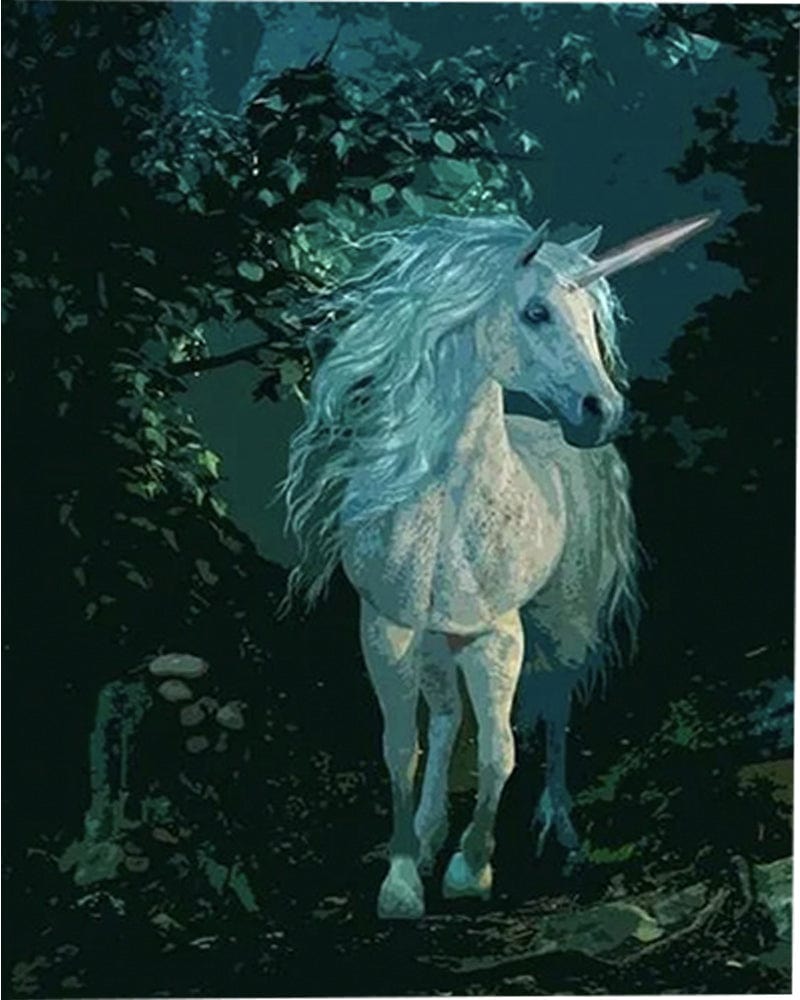 paintingnumberart Paint By Numbers Kit – Unicorn In Dark Forest