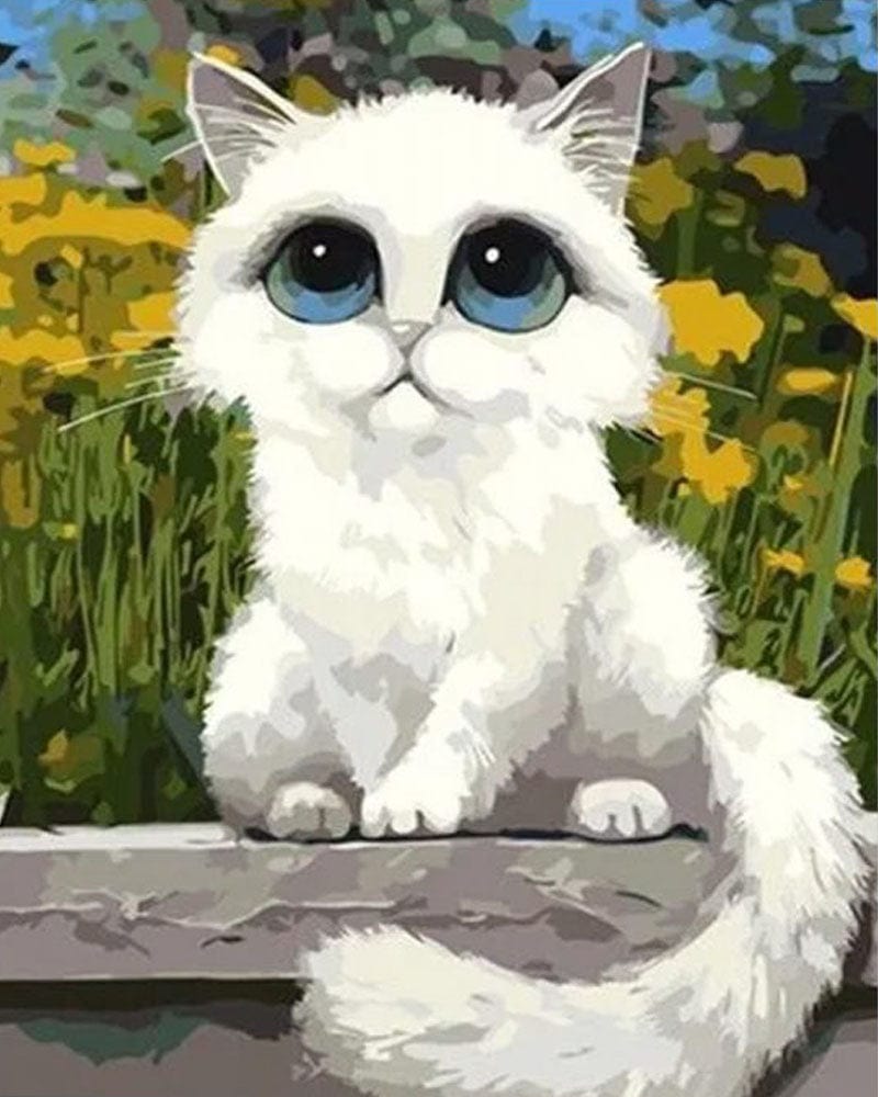 paintingnumberart Paint By Numbers Kit – White Lovely Cat
