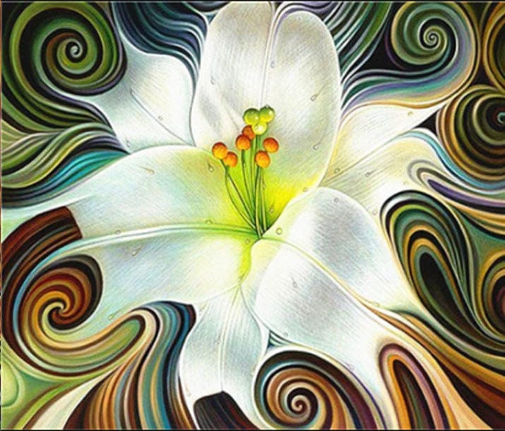 paintingnumberart Paint by Numbers Kit – White Orb Flower