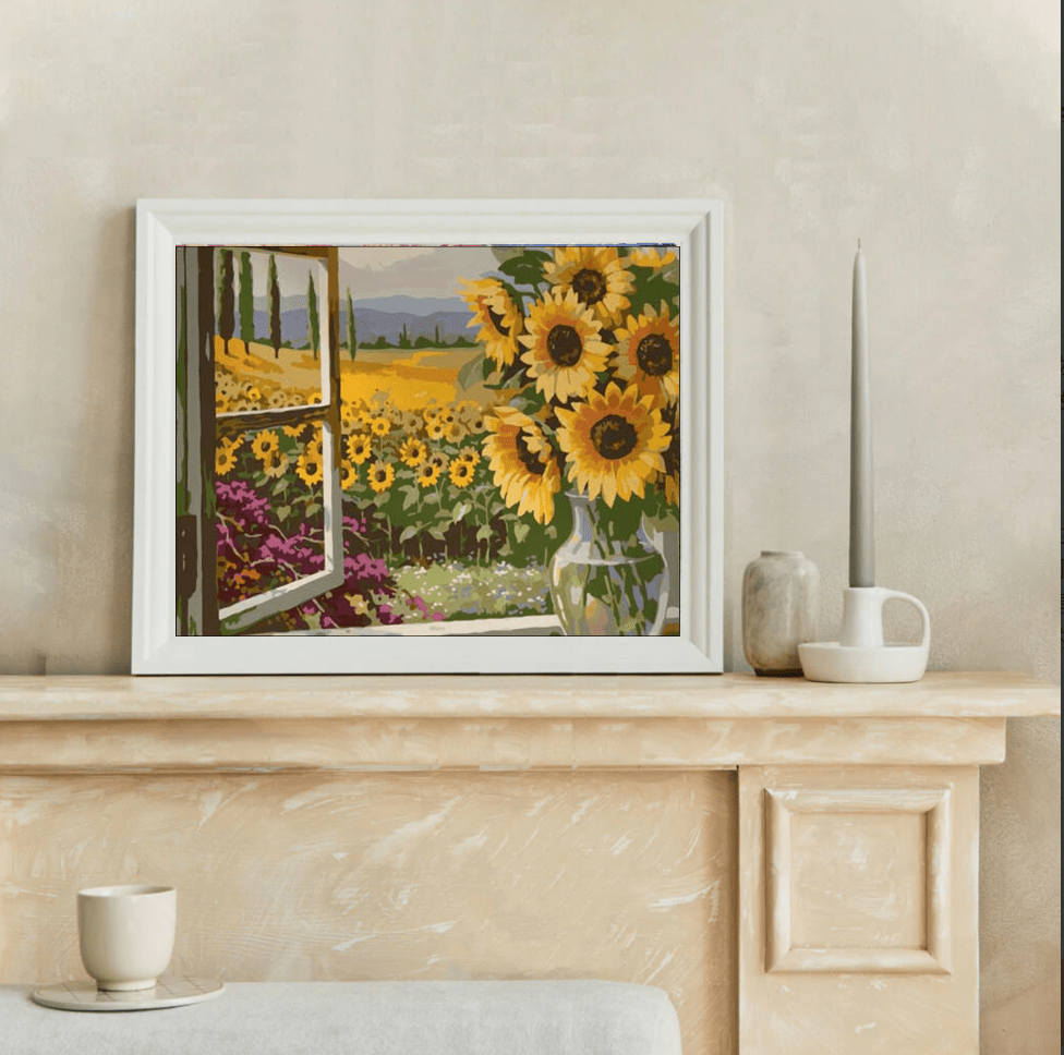 paintingnumberart Paint By Numbers Kit – window of Sunflower