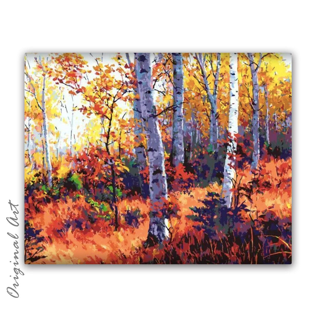 paintingnumberart Paint By Numbers Kits – Fall Birch Forrest