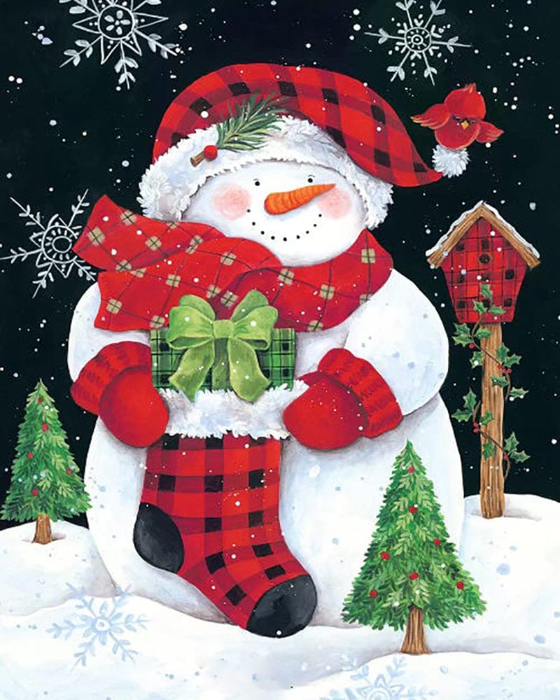paintingnumberart Plaid Snowman-Paint by Numbers Kit