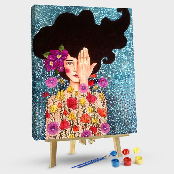 paintingnumberart Pretty girl and flower-Paint by number kit