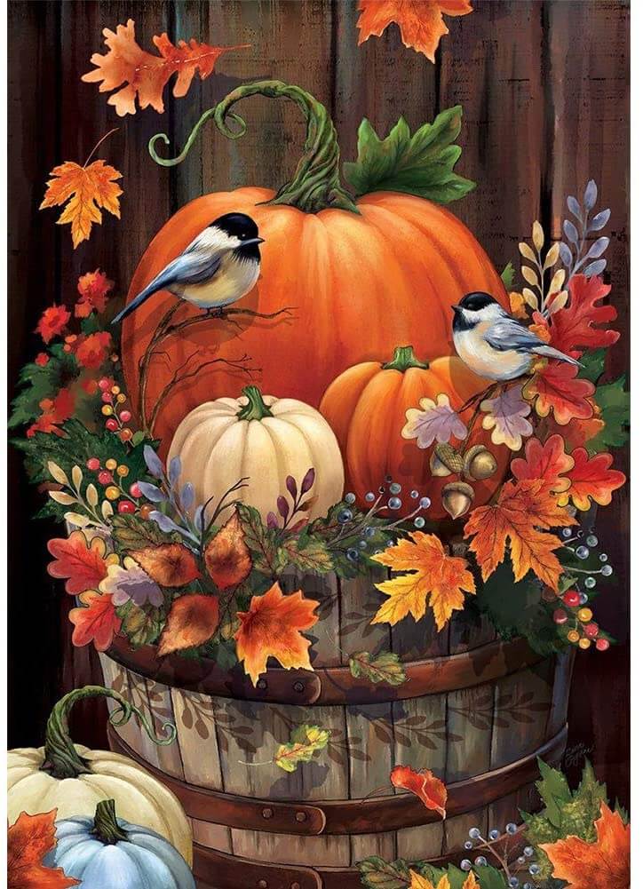 paintingnumberart Pumpkins-Leaves-Birds-Paint by Numbers Kit