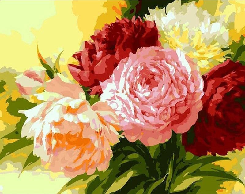 paintingnumberart Rainbow Roses-Paint by Numbers Kit