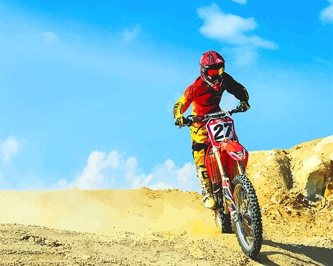 paintingnumberart Red Dirt Bike Desert – NEW Paint By Numbers
