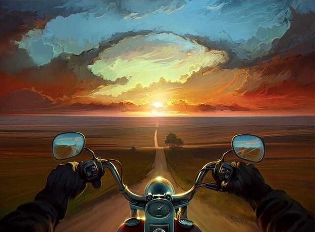 paintingnumberart Ride off Into The Sunset – Landscape Paint By Number