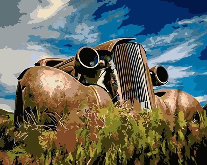 paintingnumberart Rusted Old Car – Engines Paint By Number