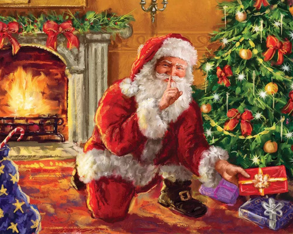 paintingnumberart Santa At Tree With Present-Paint by Numbers Kit