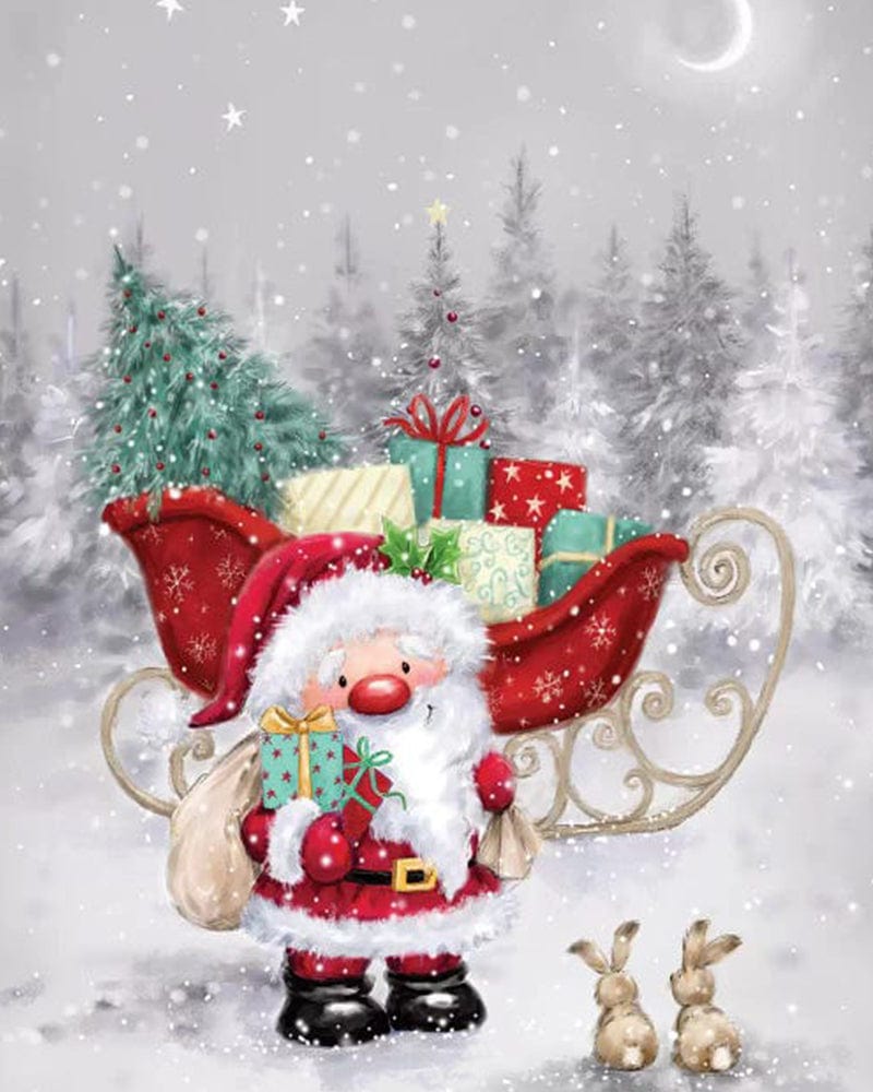 paintingnumberart Santa with SleighI-Paint by Numbers Kit