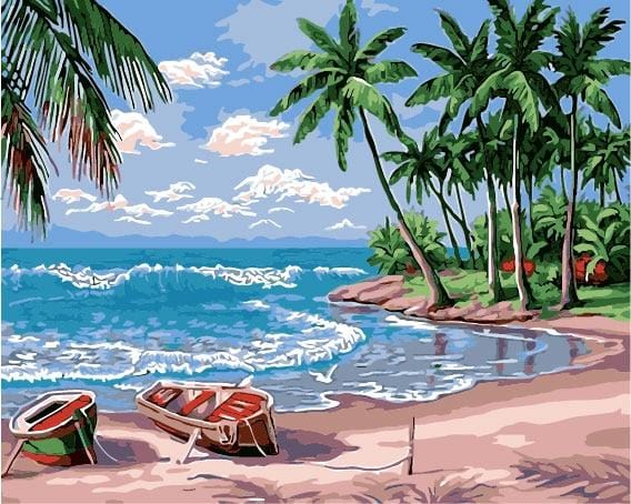 paintingnumberart Ship Hawaii Beach – Landscape Paint By Number