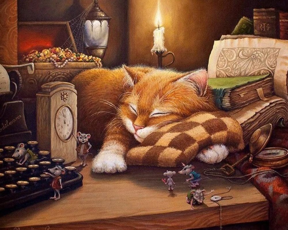 paintingnumberart Sleeping Cat-Paint by number kit