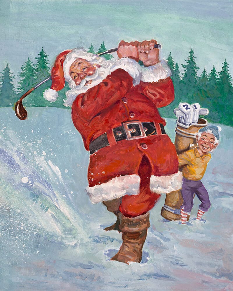 paintingnumberart Snow Golfing Santa-Paint by Numbers Kit