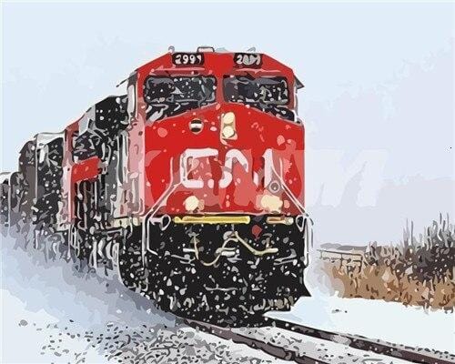 paintingnumberart Snow Train – Engines Paint By Number