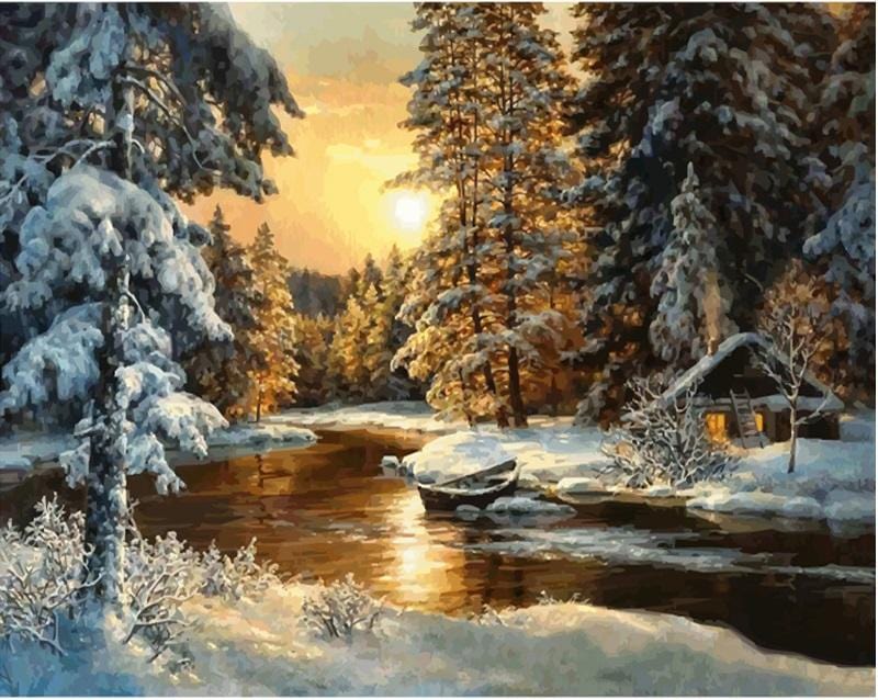 paintingnumberart Snowfall Forest – Landscape Paint By Number
