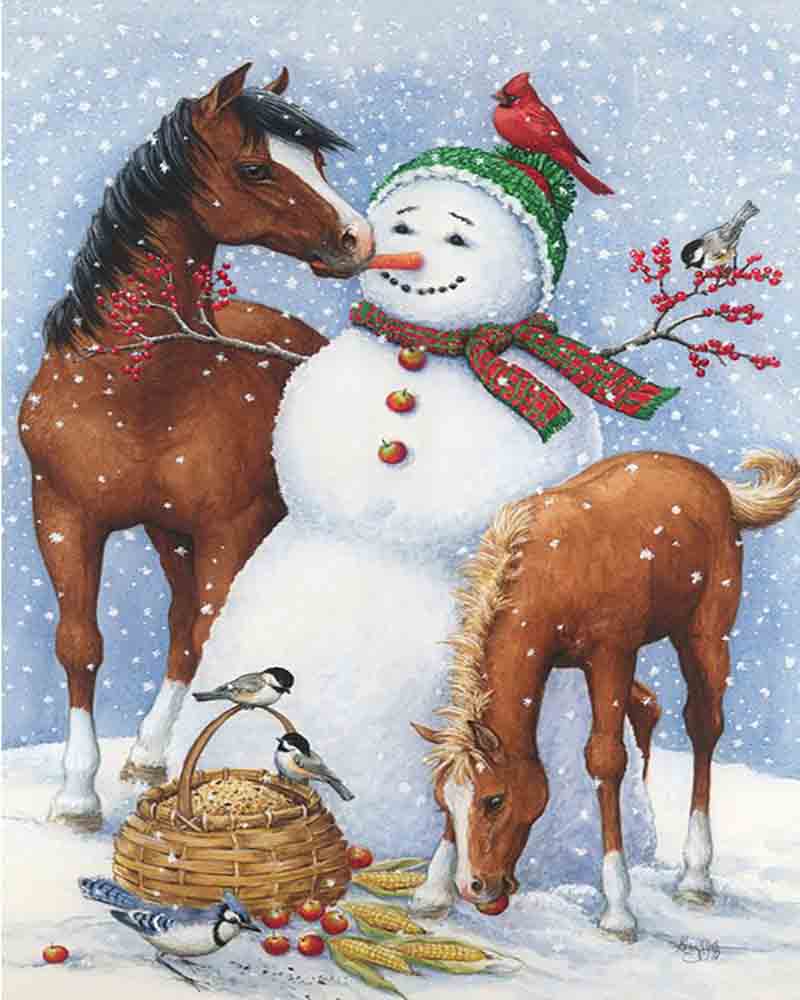 paintingnumberart Snowman Pasture-Paint by Numbers Kit