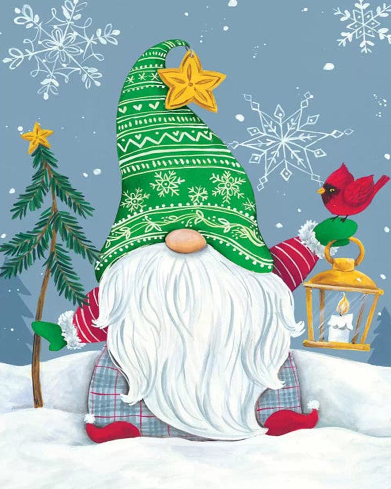 paintingnumberart Snowy Gnome with Lantern-Paint by Numbers Kit