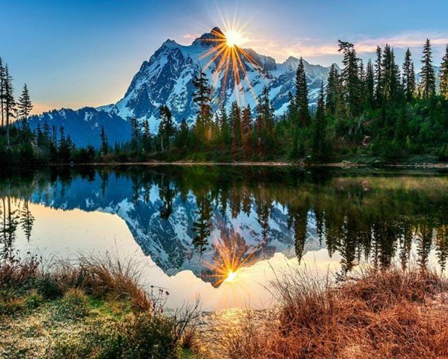 paintingnumberart Sun shining on Mountain – Landscape Paint By Number