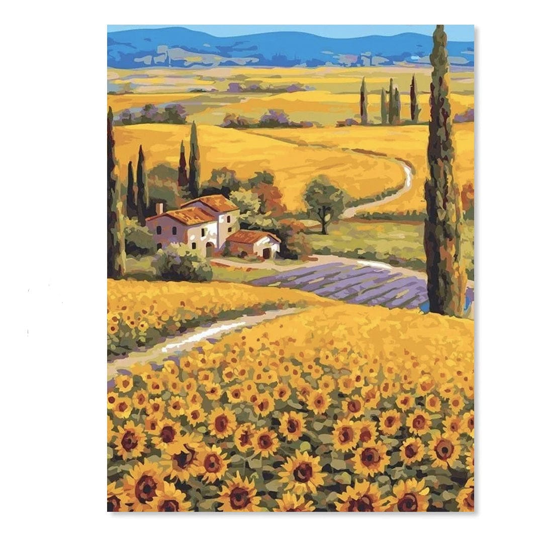 paintingnumberart Sunflower farm – Landscape Paint By Number