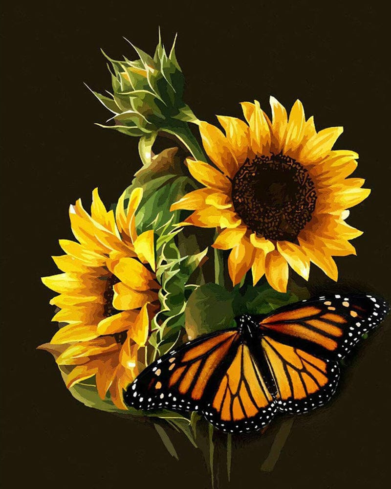 paintingnumberart Sunflowers and Butterfly- Paint by number kit