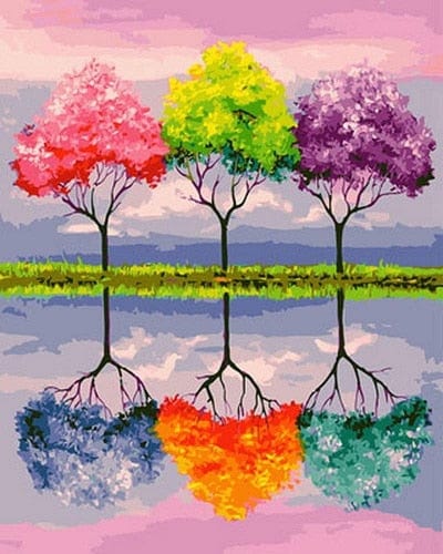 paintingnumberart Trees of Bright Colors – Landscape Paint By Numbers