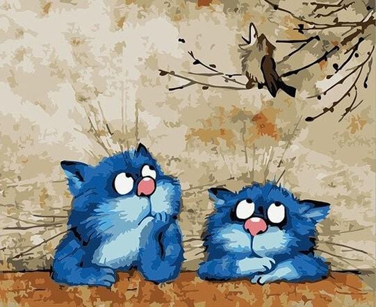 paintingnumberart Two Funny Blue Cats – Animals Paint By Number