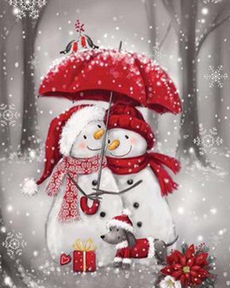 paintingnumberart Two snowmen-Paint by Numbers Kit