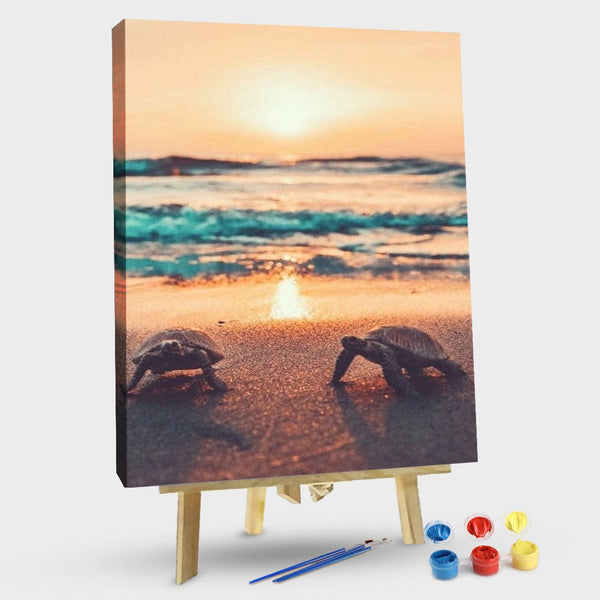 paintingnumberart Two turtles by the sea-Paint by Numbers Kit