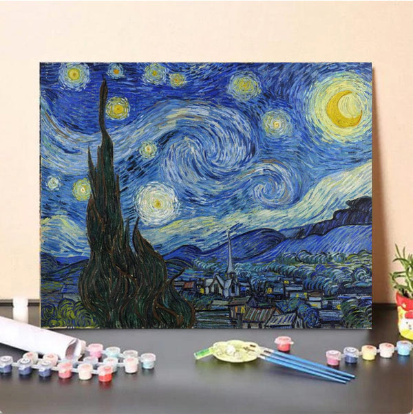 paintingnumberart VanGogh starry sky-Paint by Numbers Kit 的副本