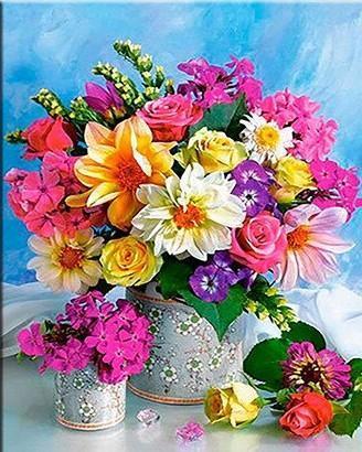 paintingnumberart Vase of Colorful Flowers – Flowers Paint By Number