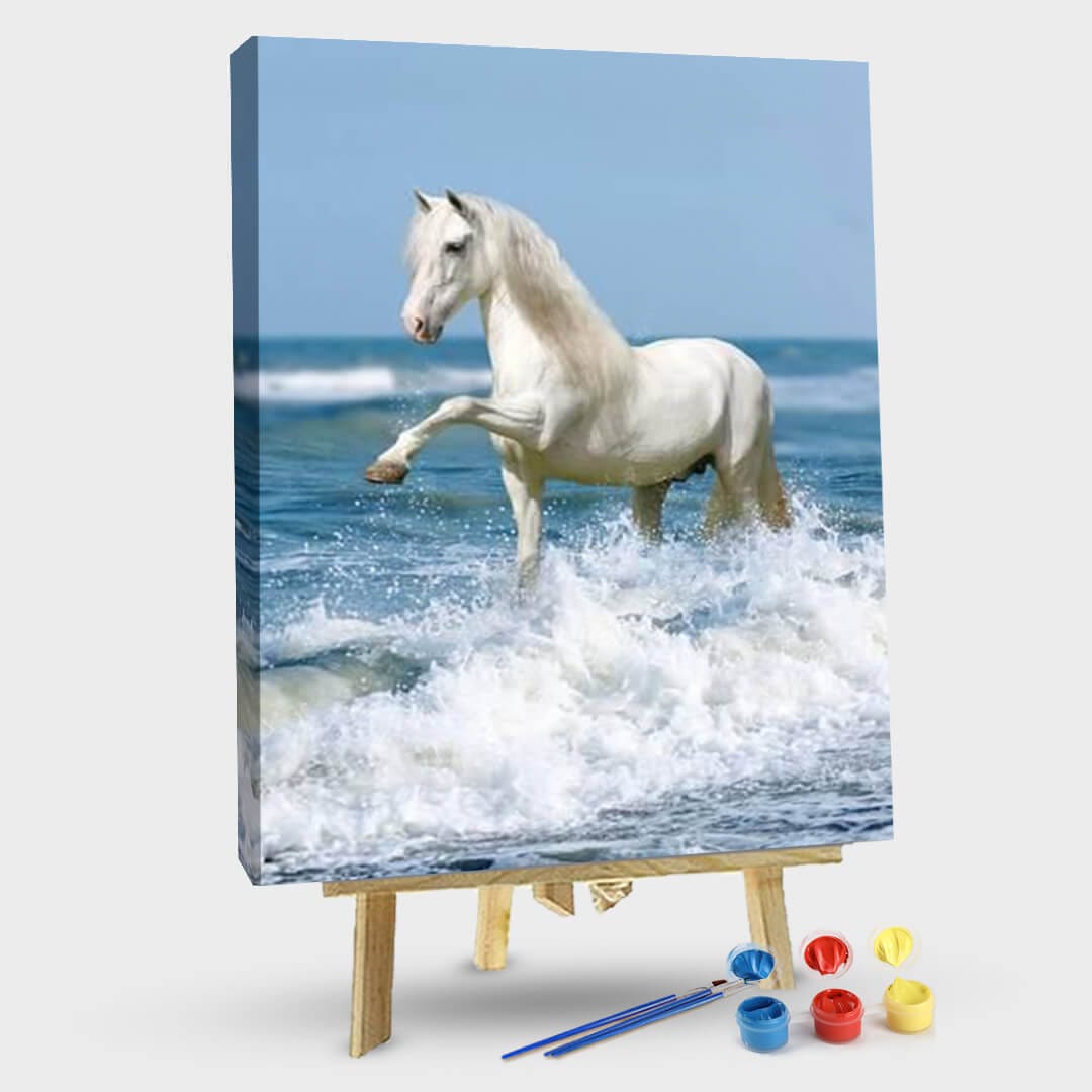paintingnumberart White Horse by the Sea-Paint by Numbers Kit