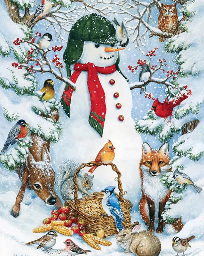 paintingnumberart Winter Snow Forest Animal-Paint by Numbers Kit  1